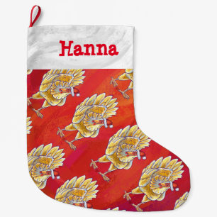 Meia De Natal Grande Padrões de frango para Cabeças e Caudas