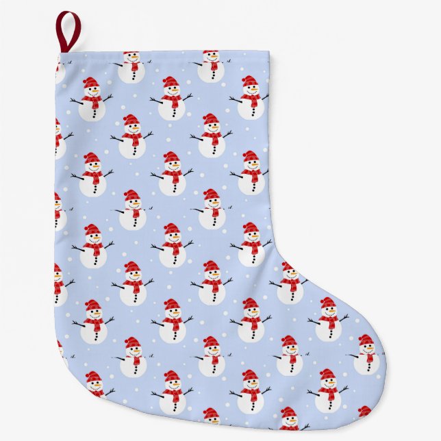 Meia De Natal Grande Padrões de Neve Feliz de Natal (Frente)