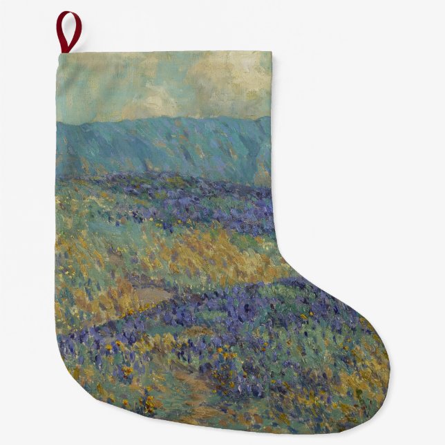Meia De Natal Grande Paisagem com Flores Azuis (por Granville Redmond) (Frente)