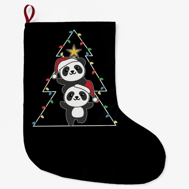 Meia De Natal Grande Panda Natal Árvore de Natal Pandas (Frente)