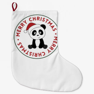 Meia De Natal Grande Panda Natal Neve Animais de inverno Pandas
