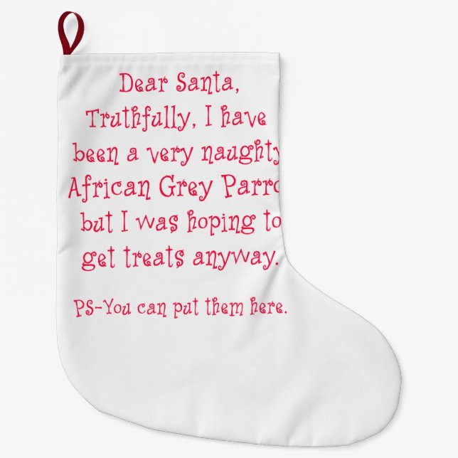 Meia De Natal Grande Papagaio impertinente do cinza africano (Frente)