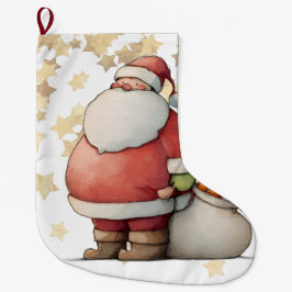 Meia De Natal Grande Papai Noel Caprichoso Fofo com estrela