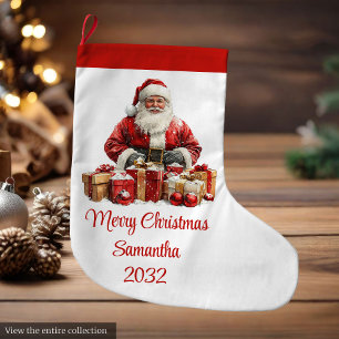 Meia De Natal Grande Papai Noel Elegante Minimalista Natal Aconchegante