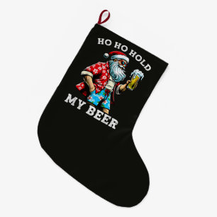 Meia De Natal Grande Papai Noel engraçado com óculos de sol e cerveja N
