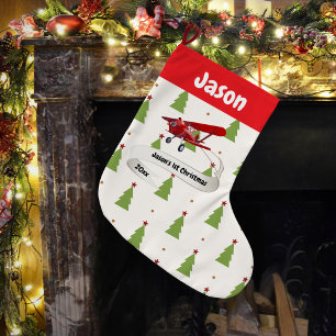 Meia De Natal Grande Papai Noel Fofo & Avião,Natal,Personalizado