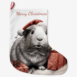 Meia De Natal Grande Papai noel Guiné Pig