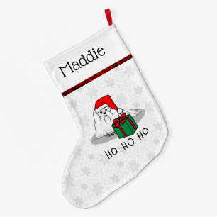Meia De Natal Grande Papai Noel Maltês de Natal Engraçado