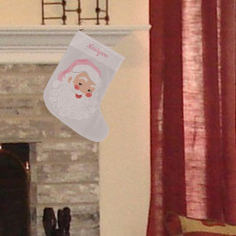 Meia De Natal Grande Papai Noel na Vintage do Chapéu Rosa