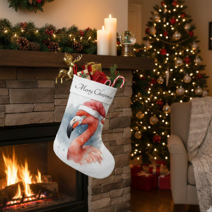 Meia De Natal Grande Papai noel Snowbird Flamingo, personalizado