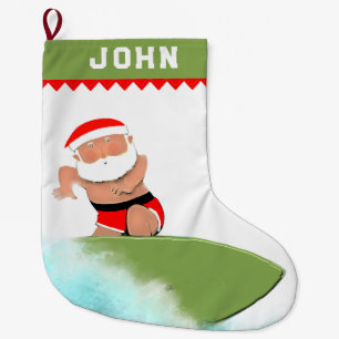 Meia De Natal Grande Papai Noel Surfista