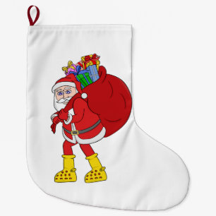 Meia De Natal Grande Papai Noel Vestindo Big Yellow Boots