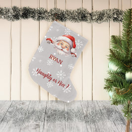 Meia De Natal Grande Papais noeis aqui Nome e Mensagem Personalizados