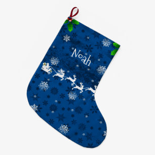 Meia De Natal Grande Papais noeis Azuis - Bosta de Natal