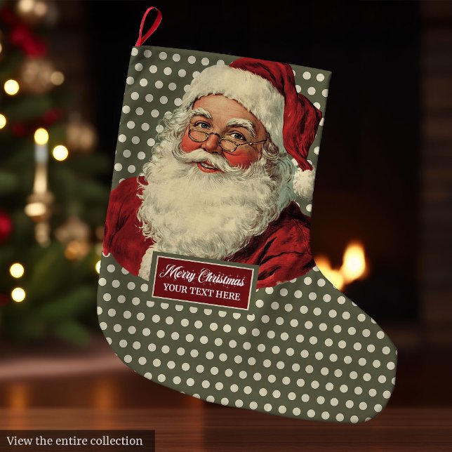 Meia De Natal Grande Papais noeis Clássicos - Parada de Natal com Charm (Classic Santa Christmas Stocking With Charm)