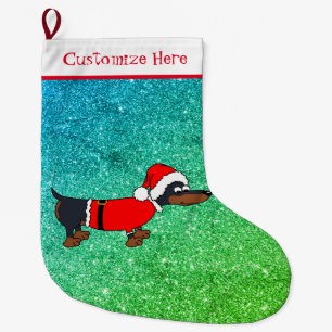 Meia De Natal Grande Papais noeis de animação Dachshund Design de Nat