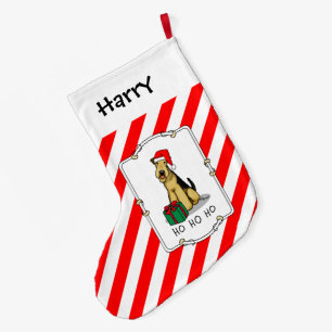 Meia De Natal Grande Papais noeis de Natal Airedale Terrier HO HO Cute