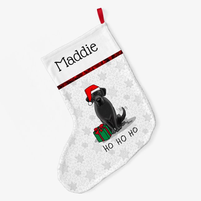 Meia De Natal Grande Papais noeis de Natal Black Labrador Retriever Cut (Verso (Pendurada))