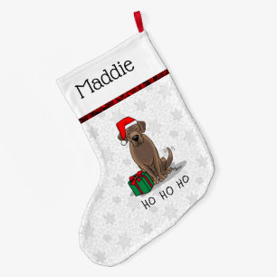 Meia De Natal Grande Papais noeis de Natal Chocolate Labrador Cute