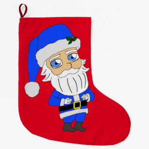 Meia De Natal Grande Papais noeis de roupa azul Chibi