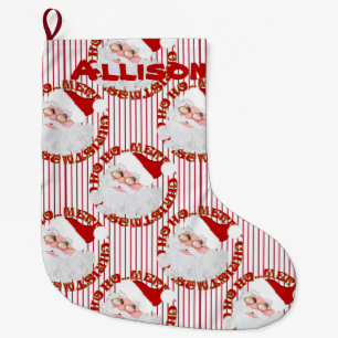 Meia De Natal Grande Papais noeis Face-Stripes-Stocks de Natal Personal