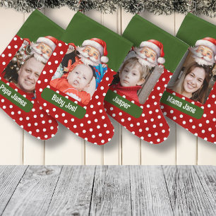 Meia De Natal Grande Papais noeis Nome e Mensagem de Fotografia da Famí