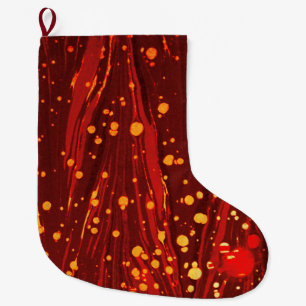 Meia De Natal Grande PAPEL abstrato VERMELHO MARCADO COM ESCRAVOS DOURA