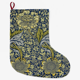 Meia De Natal Grande Papel de Parede Floral William Morris Kennet Azul 