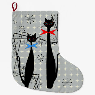 Meia De Natal Grande Par de Gato Legal Moderno Meio século da Era Atô