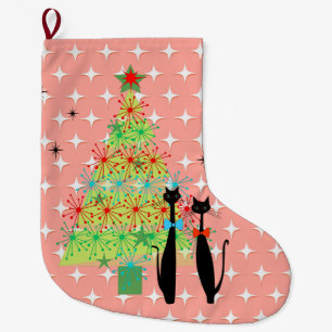 Meia De Natal Grande Par de Gato Legal Moderno Meio século da Era Atô