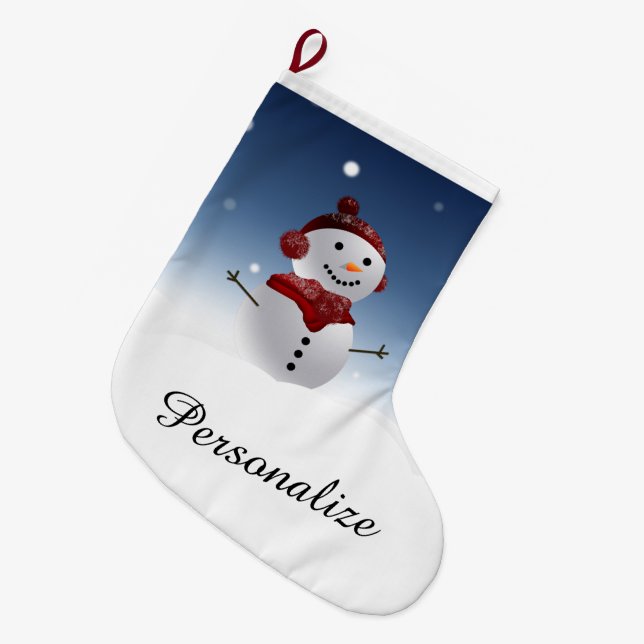 Meia De Natal Grande Parada de Natal do Snowman - Nome Personalizado (Frente (Pendurada))