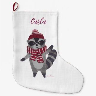 Meia De Natal Grande Parada de Natal Personalizada com Racoon