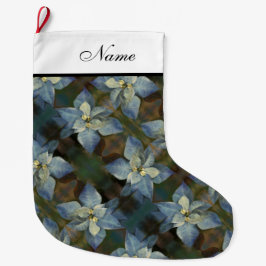 Meia De Natal Grande Parada de Natal Personalizada - Poinsetos Azuis