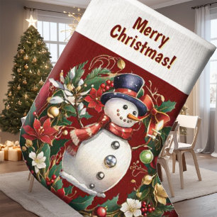 Meia De Natal Grande Parada de Natal personalizável do Snowman