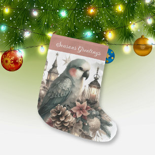 Meia De Natal Grande Parakeet Lanterns Seasons Saudações