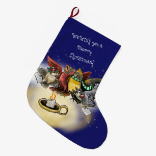 Meia De Natal Grande Pássaros de Natal