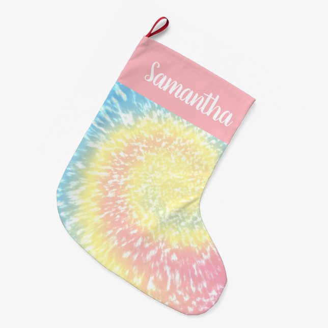 Meia De Natal Grande Pastel Tie Dye Trendy (Frente (Pendurada))