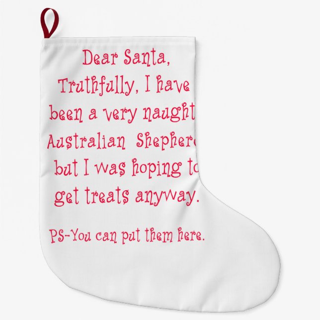 Meia De Natal Grande Pastor australiano impertinente (Frente)