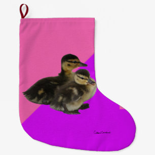 Meia De Natal Grande Patinhos em Sorvete Rosa de Framboesa e Roxo