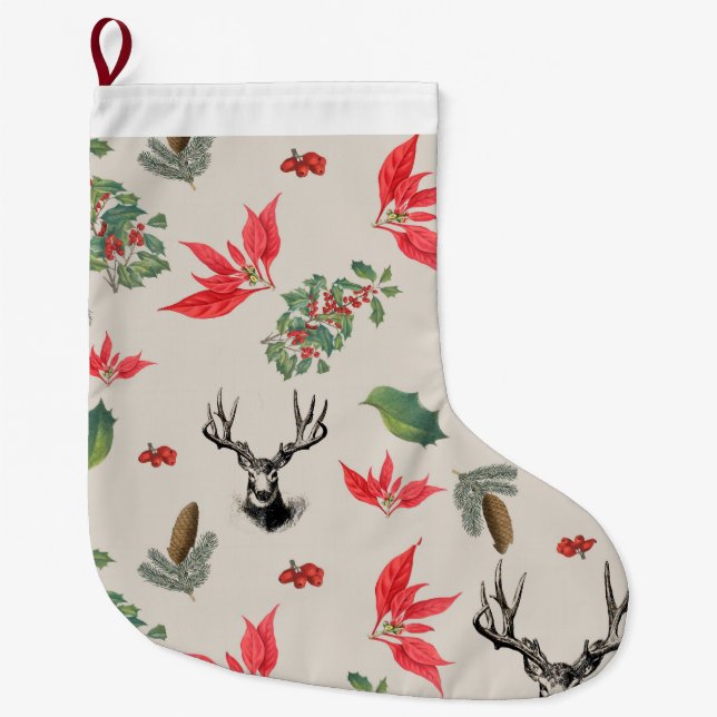 Meia De Natal Grande Patrón botánico de Navidad (Frente)