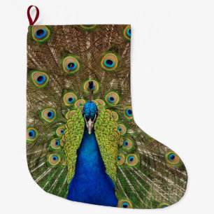 Meia De Natal Grande Pavão colorido