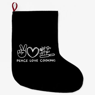 Meia De Natal Grande Paz, Amor Culinária Cozinheiro Retro Amante da Cul