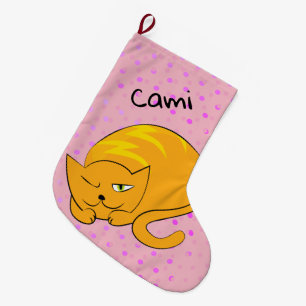 Meia De Natal Grande Peeking Orange Cat