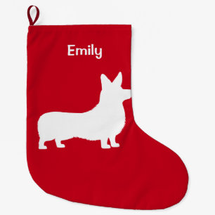 Meia De Natal Grande Pembroke do Corgi na silhueta