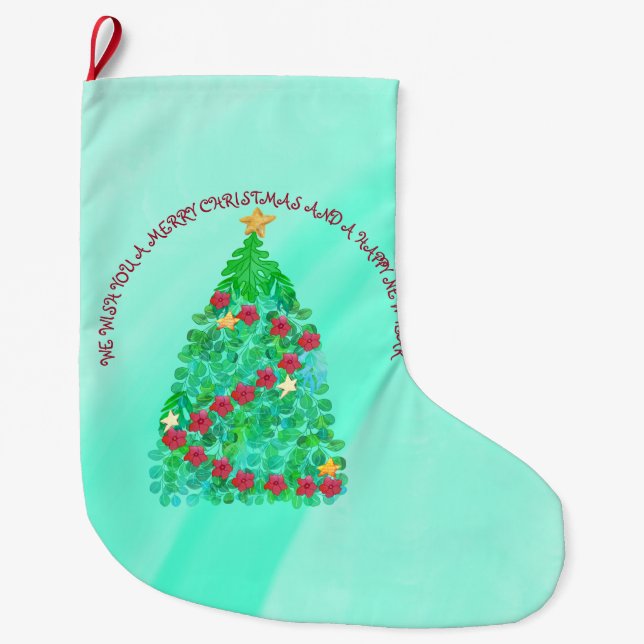 MEIA DE NATAL GRANDE PERSONALIZADO, DESEJAMOS UM NATAL DE MERGULHO. (Frente)