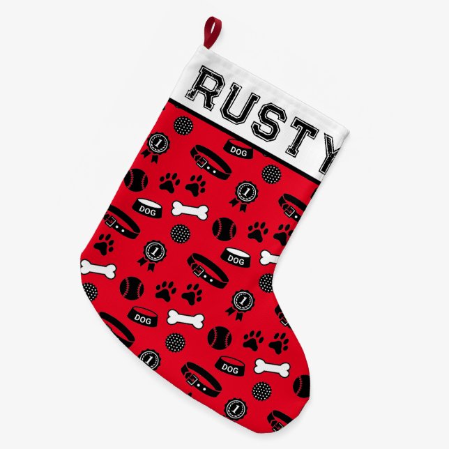 Meia De Natal Grande Personalizado Para O Seu Cão De Pet (Frente (Pendurada))