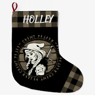 Meia De Natal Grande Personalizado Viking Archer Maiden Runge Tan Black