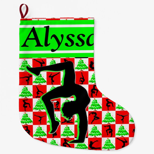 MEIA DE NATAL GRANDE PERSONALIZAR JOYFUL GYMNAST GIRL NATAL (Frente)