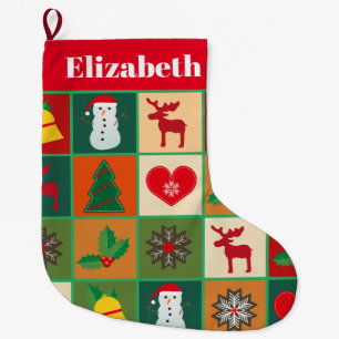 Meia De Natal Grande Personalizar Patches Gráficos de Estoque de Natal