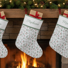 Meia De Natal Grande Personalized Christmas Stocking - Holly & Berry